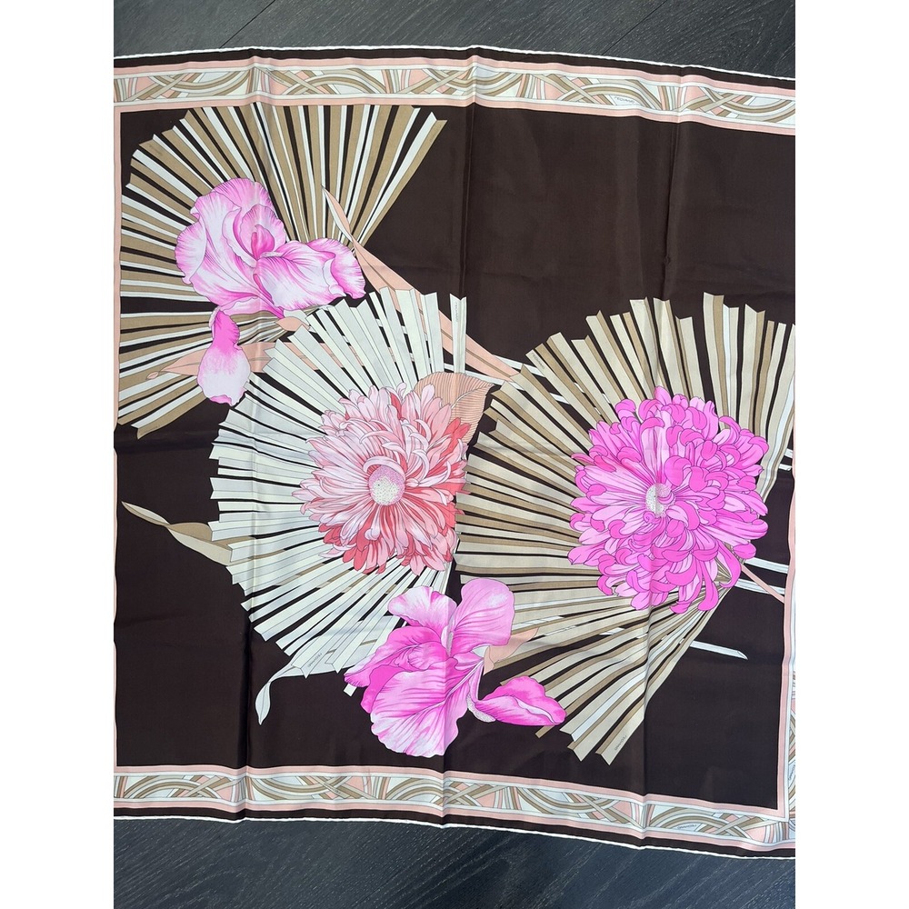 Leonard Vintage 1970s Made In Italy Silk Scarf Browns & Pinks